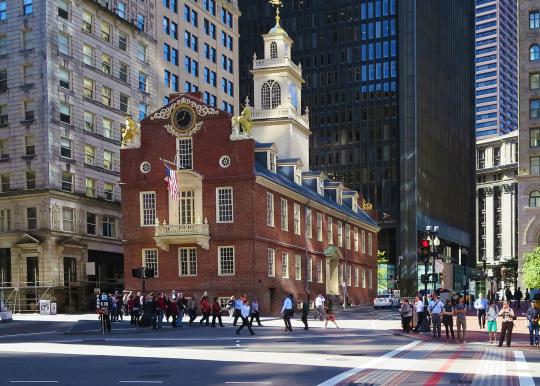 Eua massachusetts old state house no centro histórico da cidade de boston perto de beacon hill e freedom trail