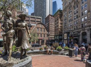 Irish Famine Memorial and Old Corner Bookstore Irish Famine Memorial and Old Corner Bookstore