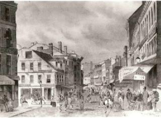Sketch of Corner of School and Washington Streets Sketch of Corner of School and Washington Streets
